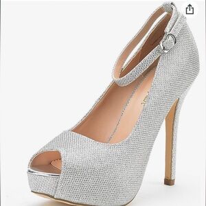 Silver, Women’s, Formal, High Heel Platform Dress Pumps